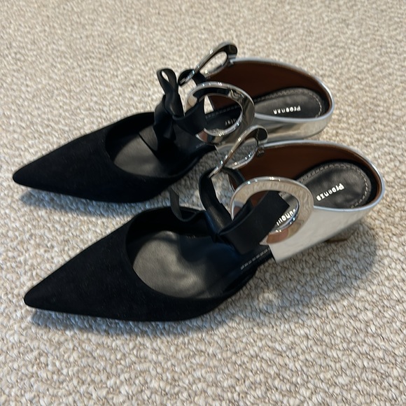 Proenza Schouler | Grommet Leather Suede Point Toe Mules - Picture 3 of 5